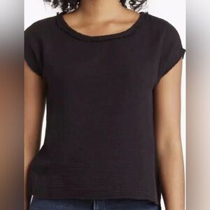 T TAHARI BLACK SLEEVELESS BOXY GAUZE SHIRT SZ SMALL